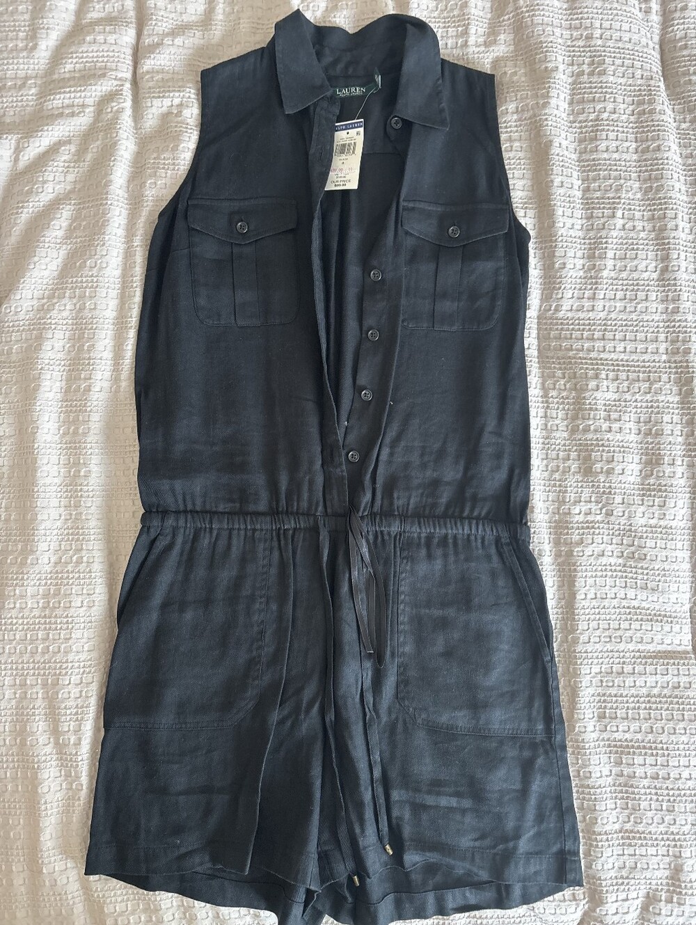 Ralph Lauren Black Sleeveless Linen Jumpsuit Romper